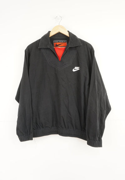 Vintage 90's Nike premier black cotton drill top with embroidered logo on the chest and spell-out logo on the back