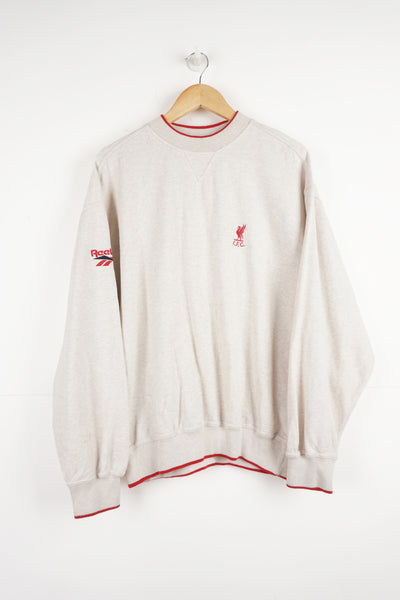 Vintage 1996-97 Liverpool F.C x Reebok crewneck sweatshirt with embroidered logo on the chest and sleeve