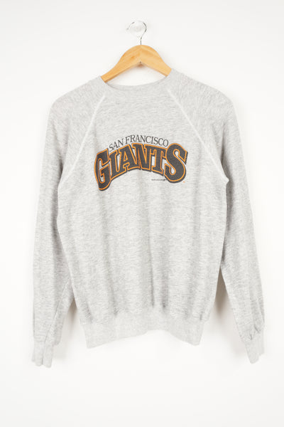 Vintage 1989 NFL Giants grey crewneck sweatshirt with spell-out printed logo on the chest