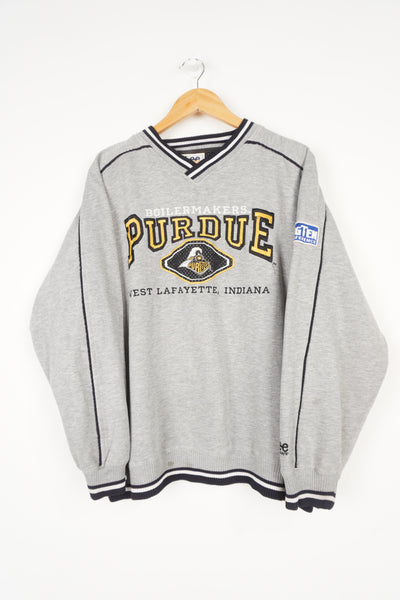 Vintage Lee Sport, Purdue 'Boilermakers' basketball team grey sweatshirt with embroidered spell-out details