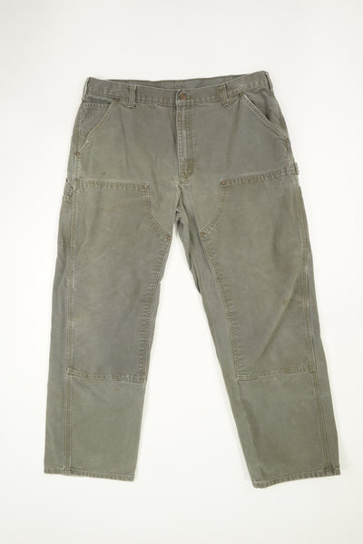 Carhartt sage green carpenter style jeans with double knee patches