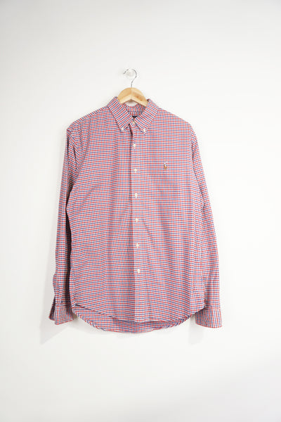 Ralph Lauren red and blue gingham button up cotton shirt with signature embroidered logo on the chest