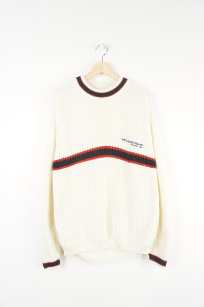 Vintage 00's Reebok cream knitted jumper features embroidered logo on the chest