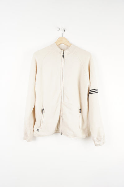 Adidas zip through wool track top / cardigan with signature three stripe details on the sleeve