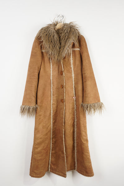Y2K Miss Sixty Afghan jacket  , made from faux suede with faux fur collar and cuffs.  good condition - missing the first hook and has a small mark on the sleeve  Size on Label:  Women's M
