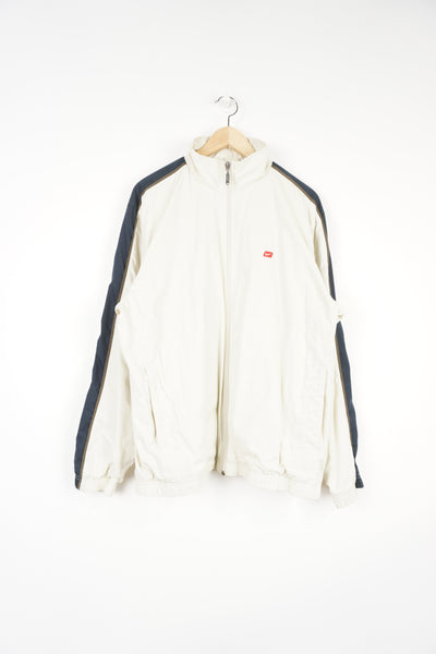 2000's Nike cream zip through tracksuit top with embroidered swoosh logo on the chest