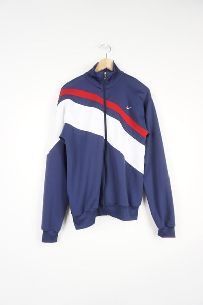 Vintage 00's blue and white zip through, track jacket with embroidered swoosh logo on the chest 