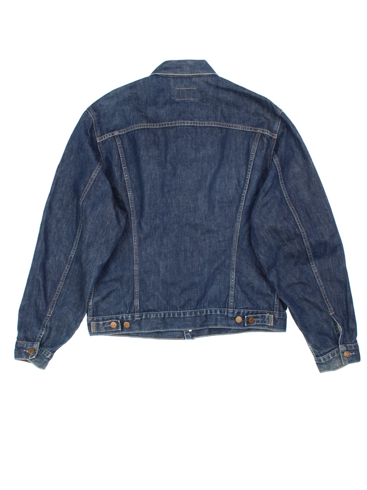 Vintage Levi Strauss Denim Jacket in a blue colourway. Buttons up and has double chest pockets, and the logo tab embroidered on the front.