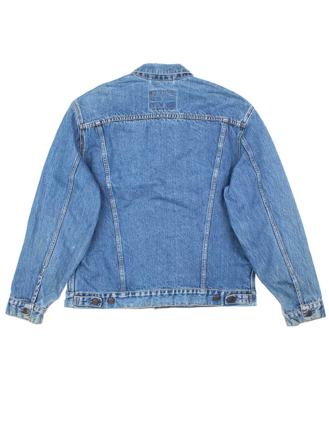Vintage Levi Strauss Denim Jacket in a blue colourway. Buttons up and has multiple pockets, and the logo tab embroidered on the front.