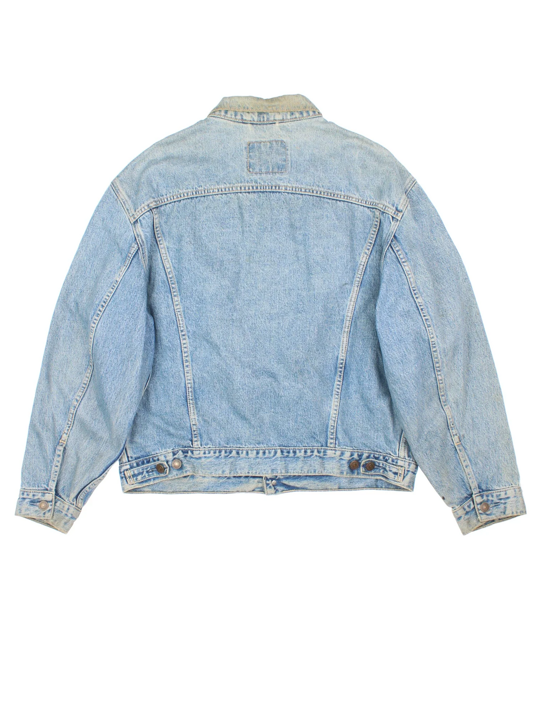 Vintage Levi Strauss Denim Jacket in a blue colourway. Buttons up and has multiple pockets, and the logo tab embroidered on the front.