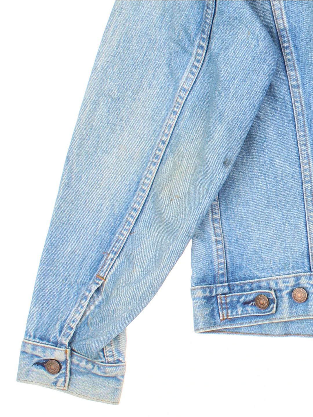 Vintage Levi Strauss Denim Jacket in a blue colourway. Buttons up and has double chest pockets, and the logo tab embroidered on the front.