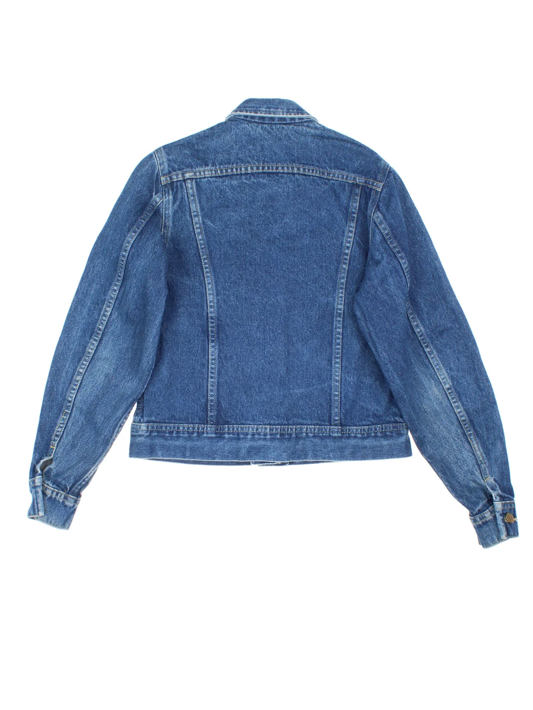 Vintage Ms Lee Denim Jacket in a blue colourway. Buttons up and has multiple pockets, and the logo tab embroidered on the front.