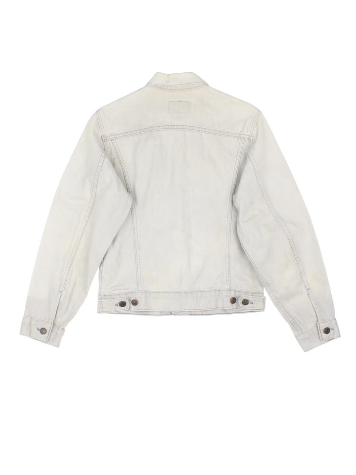 Vintage Levi Strauss Denim Jacket in a grey colourway. Buttons up and has multiple pockets, and the logo embroidered on the front.