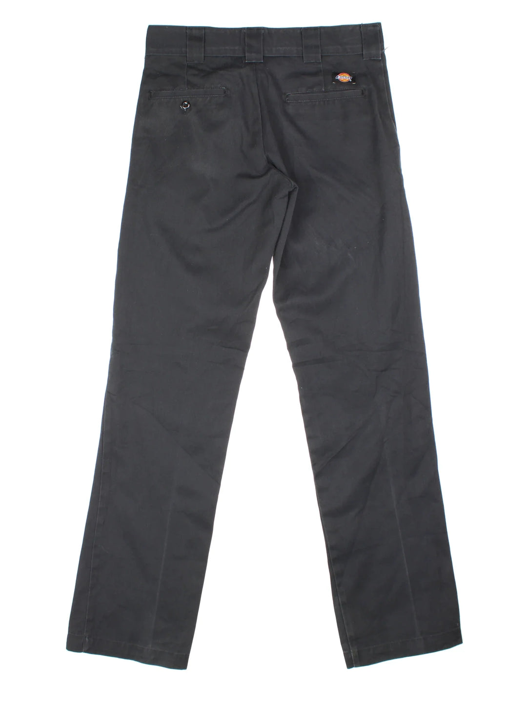 Dickies Slim Straight Leg Trousers in black colourway with pockets and the logo embroidered on the back.