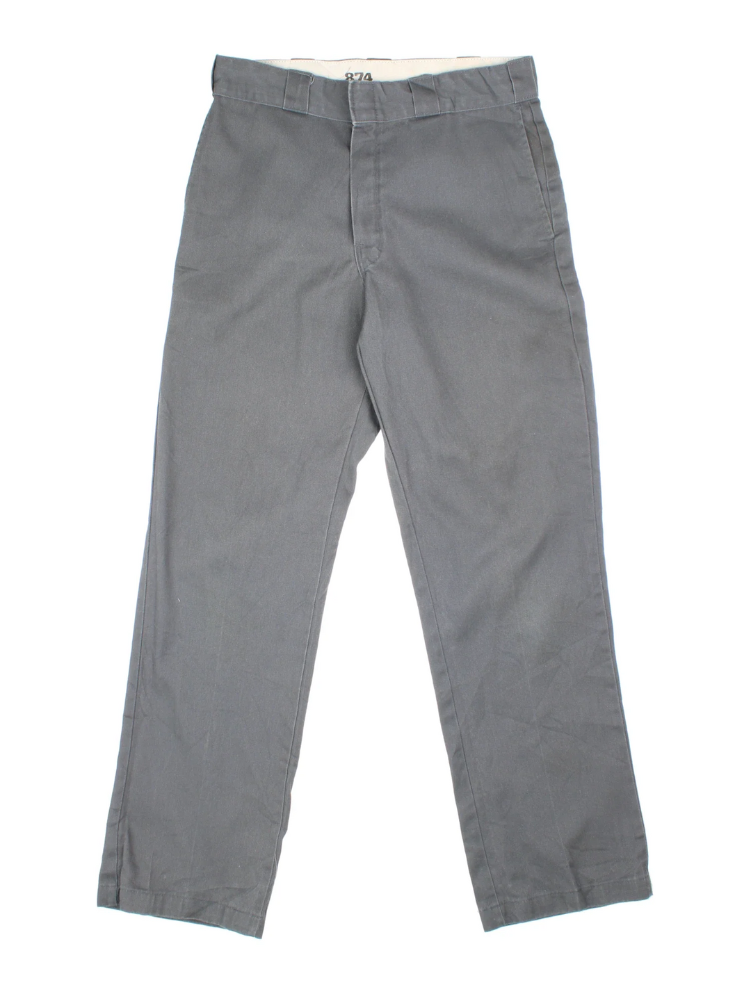 Dickies 874 Trousers in grey colourway with pockets and the logo embroidered on the back.