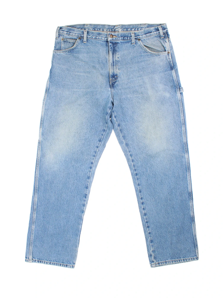 Dickies Carpenter Jeans in blue colourway with multiple pockets and the logo embroidered on the back.