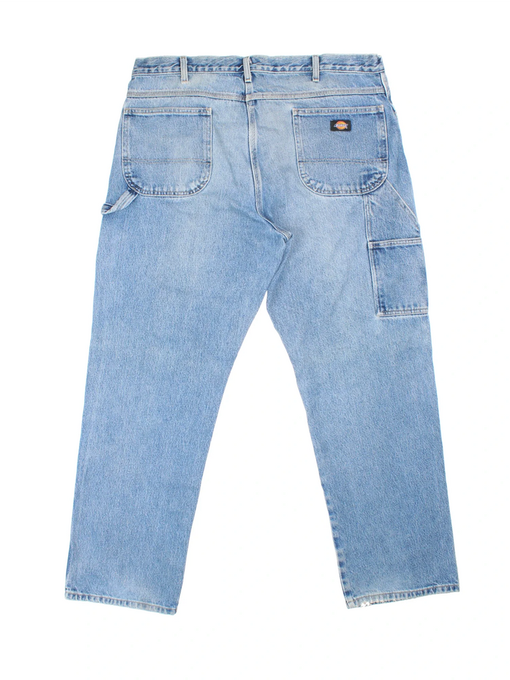 Dickies Carpenter Jeans in blue colourway with multiple pockets and the logo embroidered on the back.