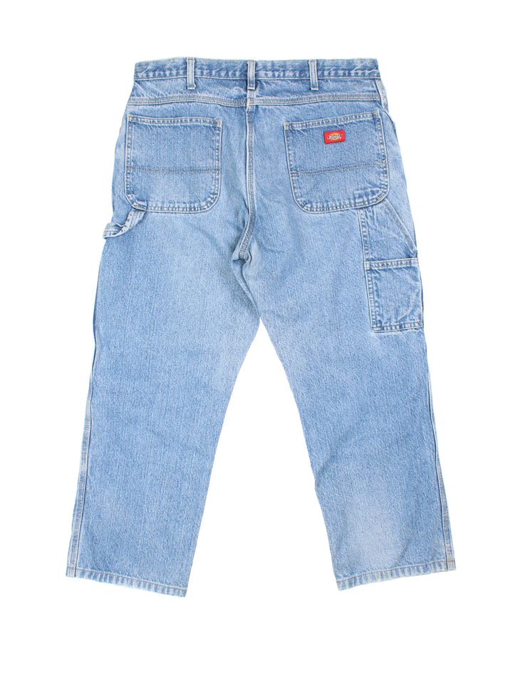 Dickies Carpenter Jeans in blue colourway with multiple pockets and the logo embroidered on the back.