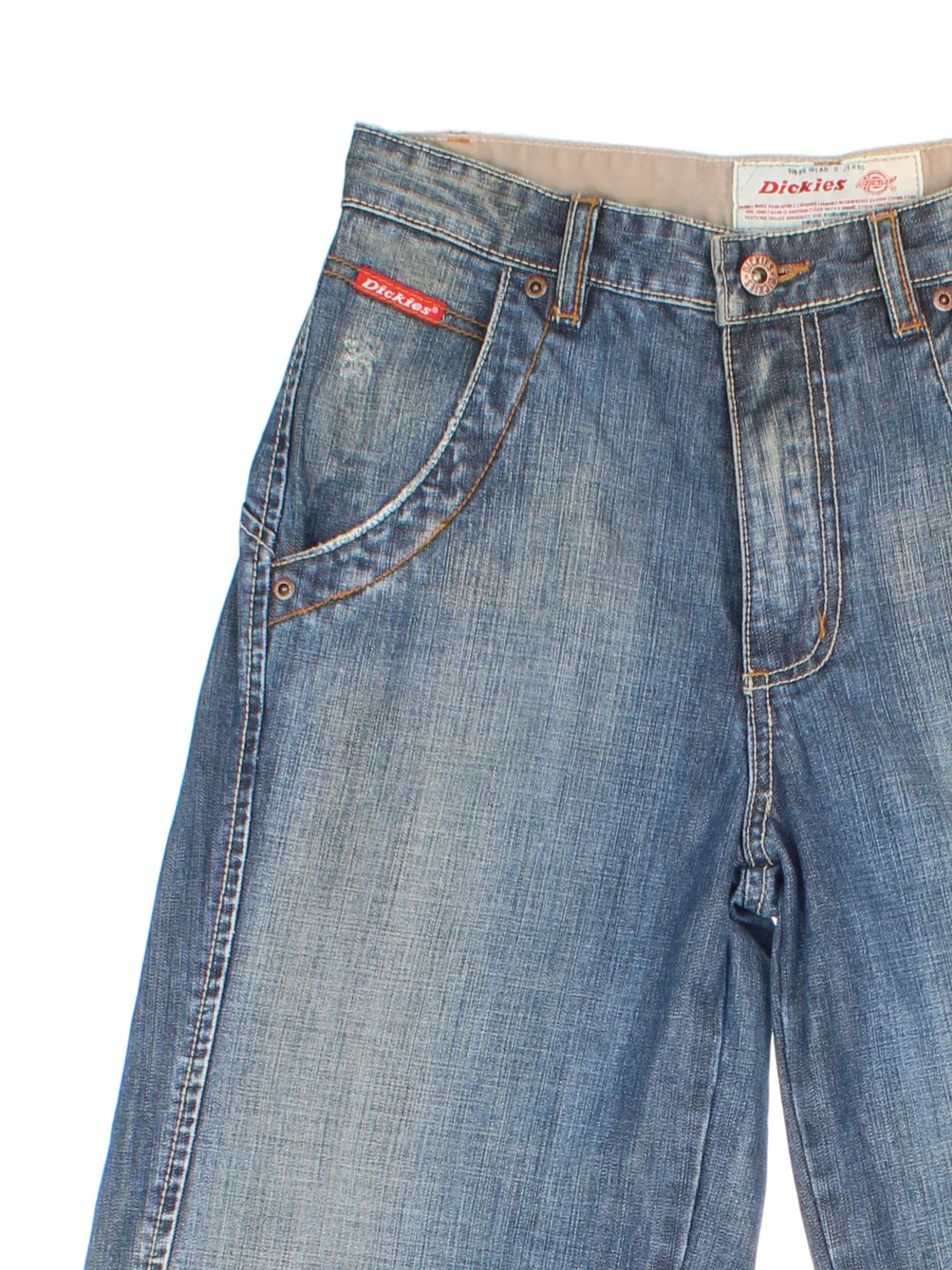 Dickies Jeans in blue colourway with multiple pockets and the logo embroidered on the front/back.