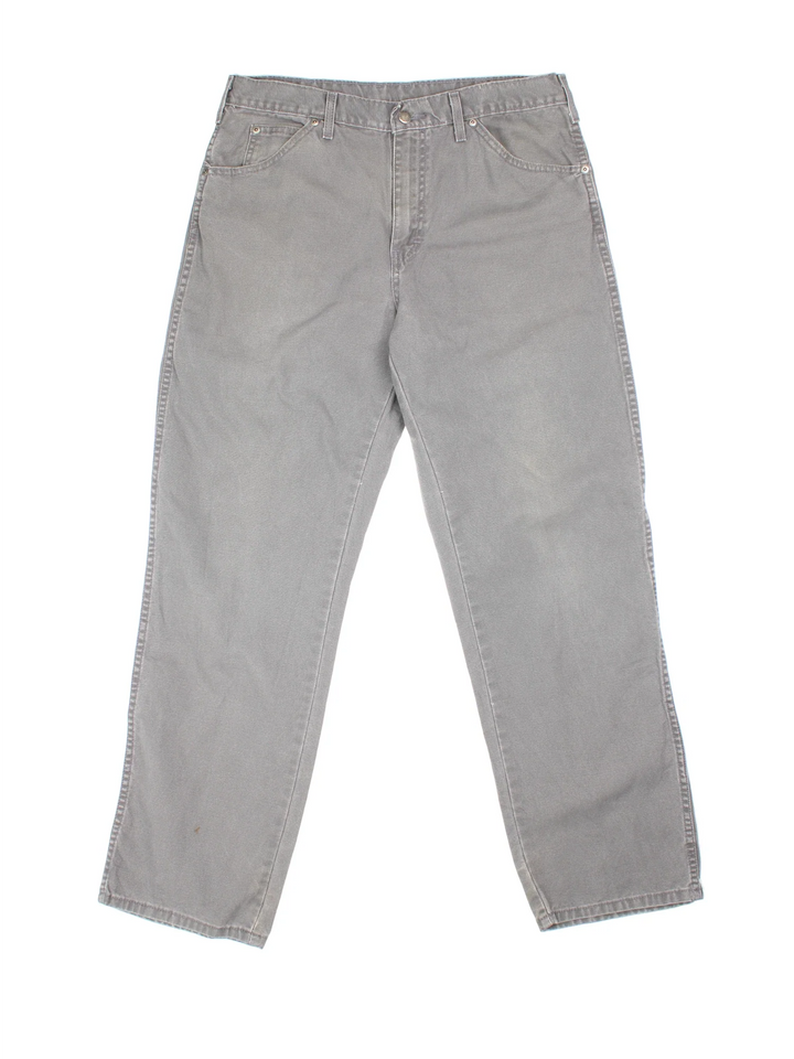 Dickies Carpenter Jeans in grey colourway with multiple pockets and the logo embroidered on the back.