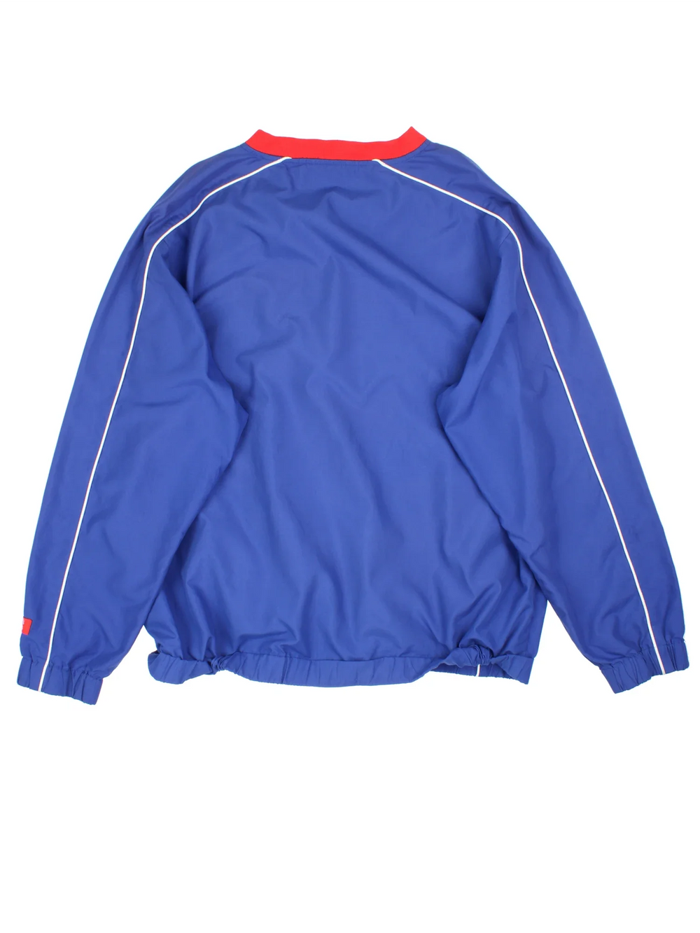 Vintage Chicago Cubs MLB Drill Training Top in a blue/red colourway. V neck, side pockets, contast detail and the logos embroidered on the front.