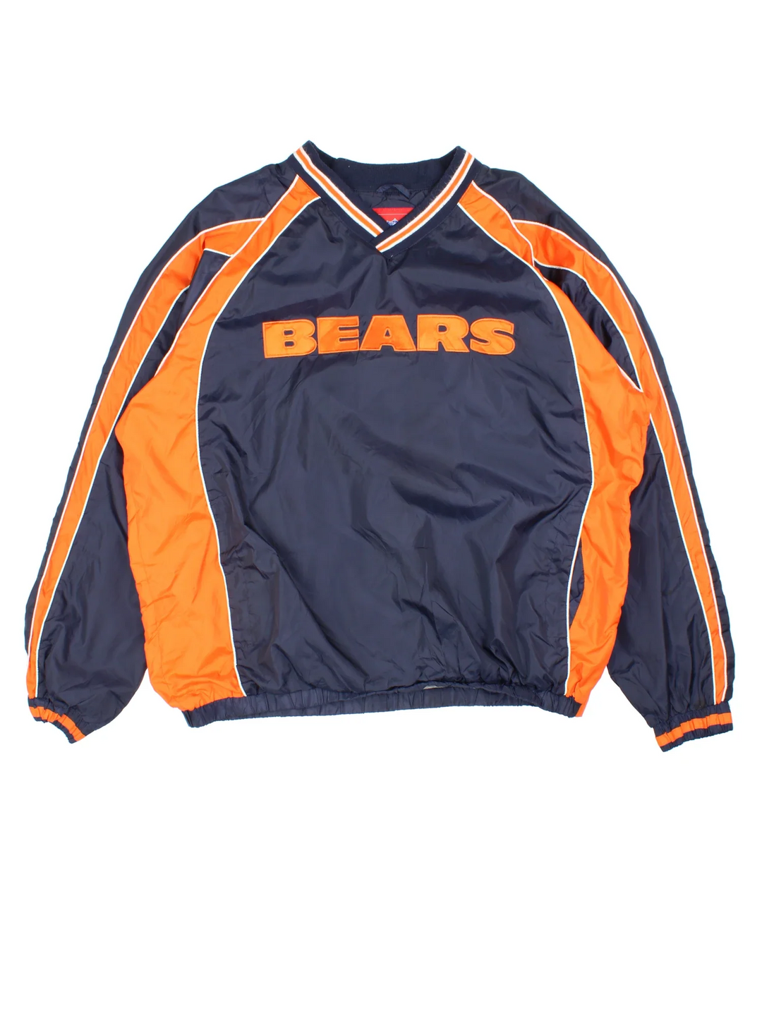 NFL Chicago Bears Drill Training Top in a blue/orange colourway. V neck, side pockets, contast detail and the logo embroidered on the front/back.