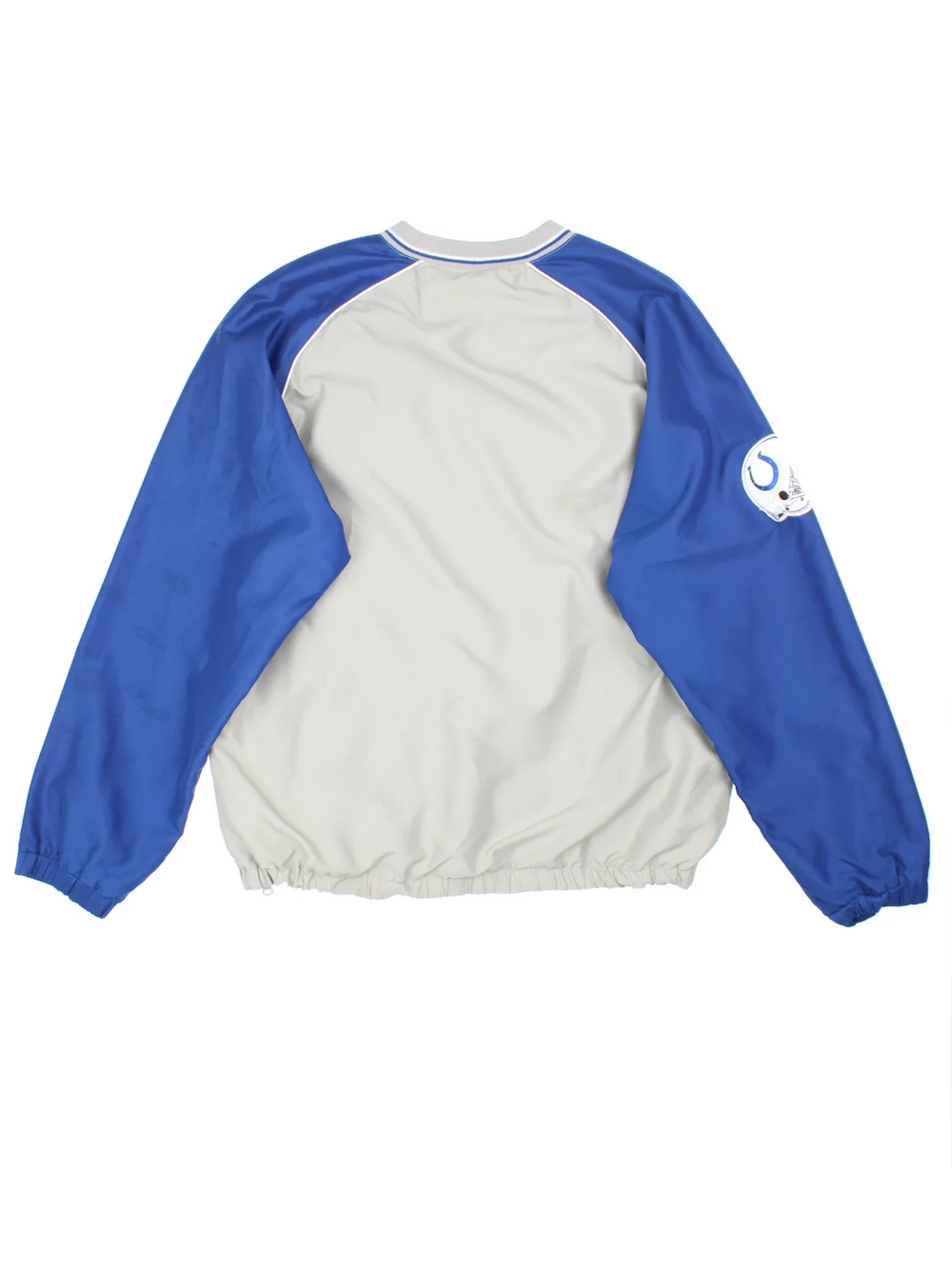 Indianapolis Colts NFL Drill Top in the grey/blue colourway. Features contrast sleeves, side pockets and branding embroidered on the front/sleeve.