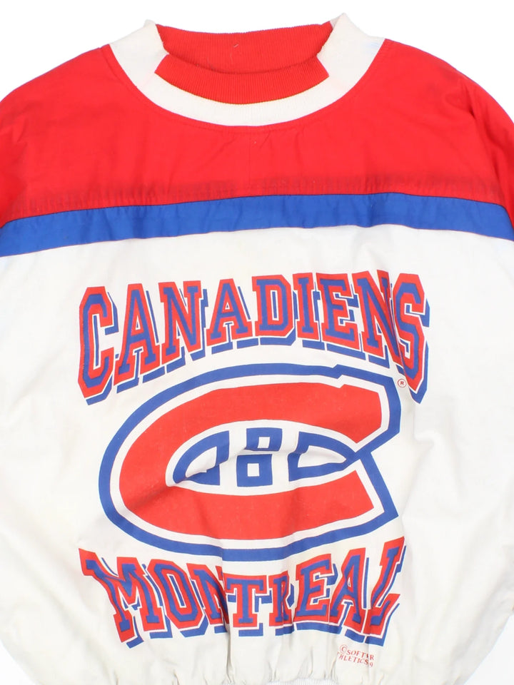 Vintage Montreal Candiens NHL Insulated Sweater in the white/red colourway. Features contrast sleeves, side pockets and branding printed on the front.