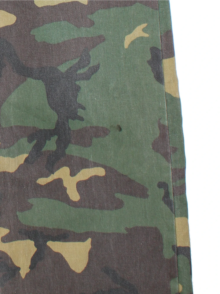 Vintage Pointer Brand Camo Overalls in green and brown colourway with multiple pockets and a button up collar.