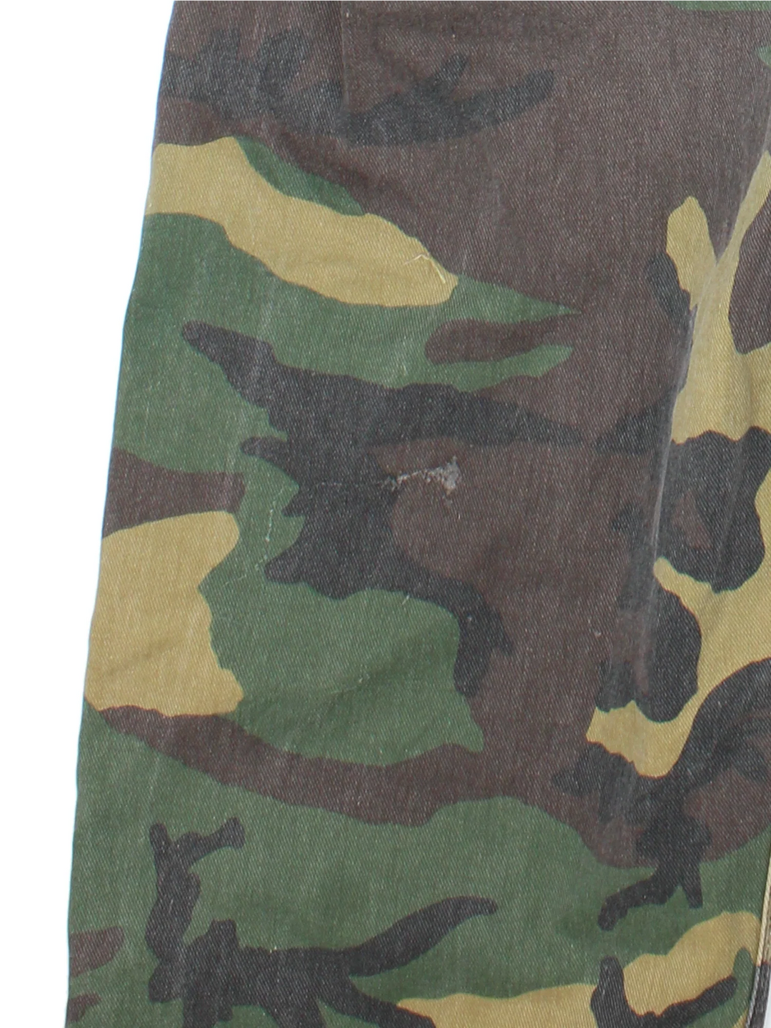 Vintage Pointer Brand Camo Overalls in green and brown colourway with multiple pockets and a button up collar.