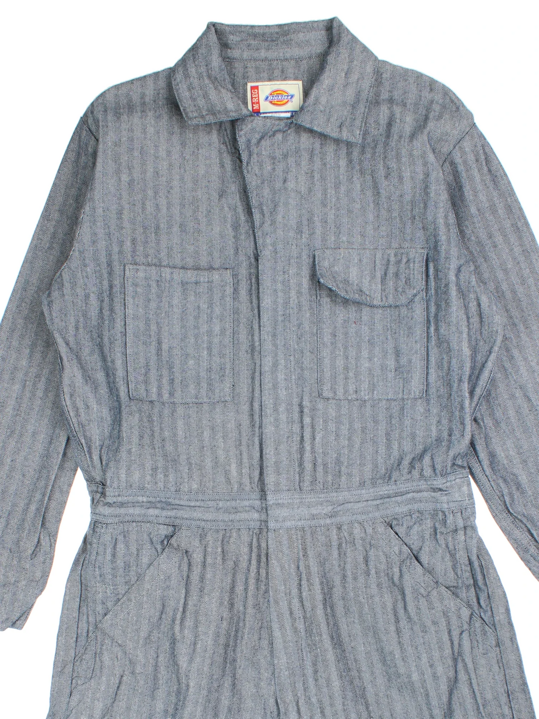 Dickies Boiler Suit in blue colourway. Collared with multiple pockets, zip fastening and branding on the back.
