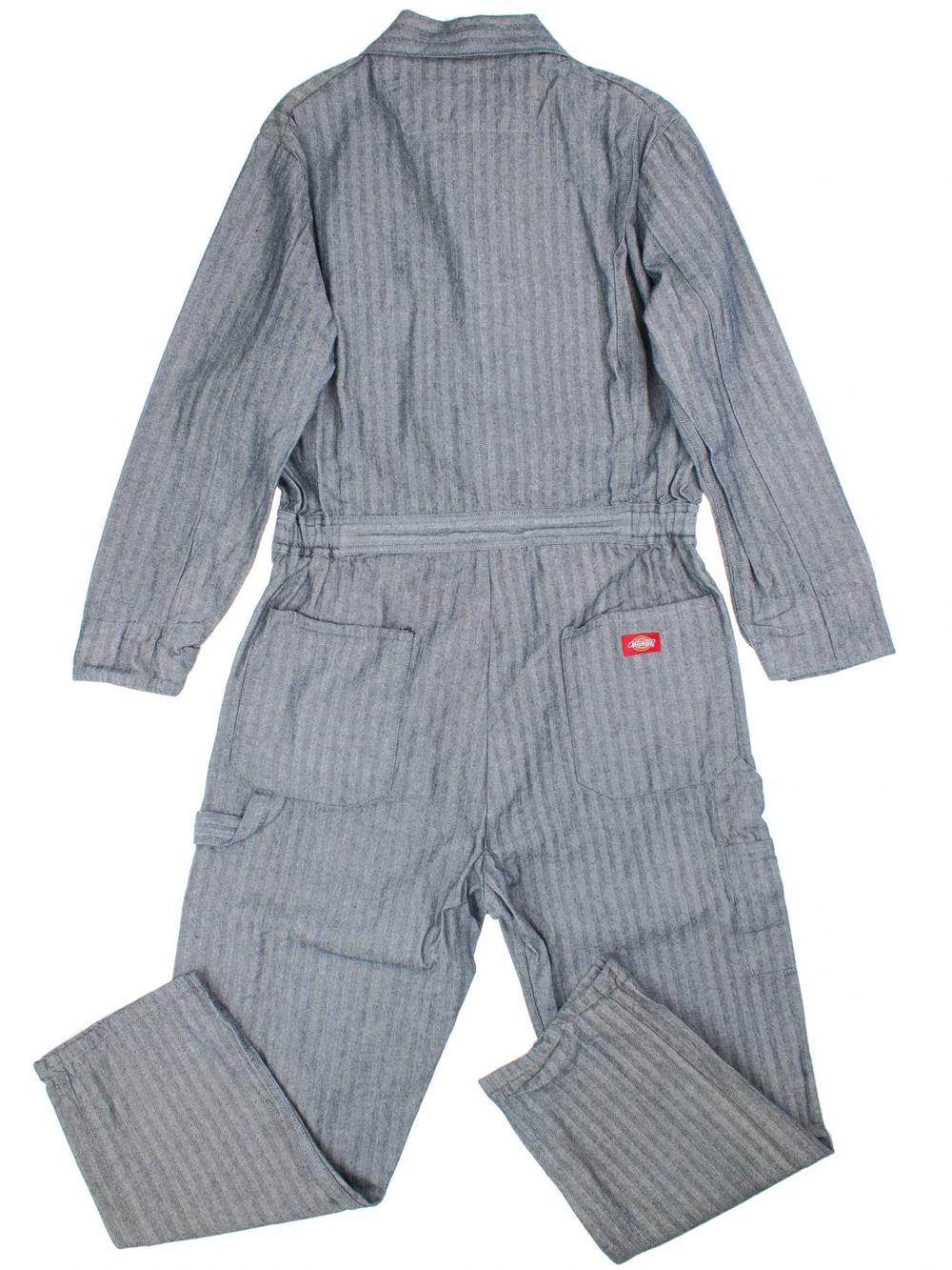 Dickies Boiler Suit in blue colourway. Collared with multiple pockets, zip fastening and branding on the back.