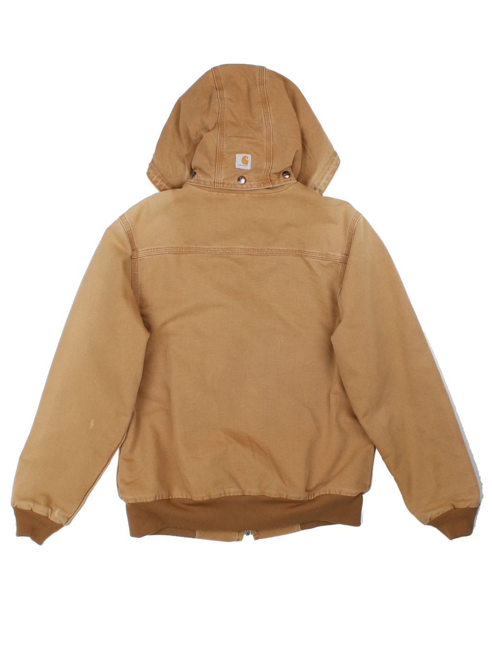 Carhartt Hooded Jacket in a brown colourway. Full zip with sherpa lining and multiple pockets on the front. Detachable hood, cuffed hem and sleeves, and has small classic logo on the front.