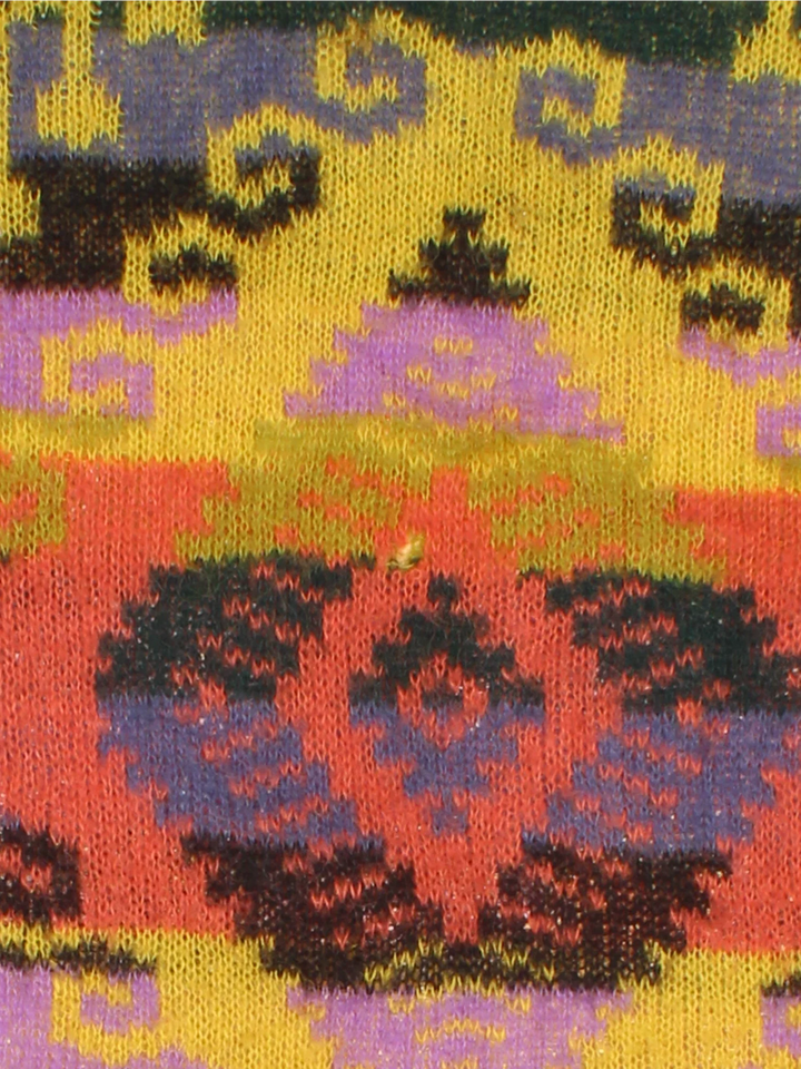 Vintage United Colors Of Benetton Jumper in a yellow / multicoloured colourway patterns all over.