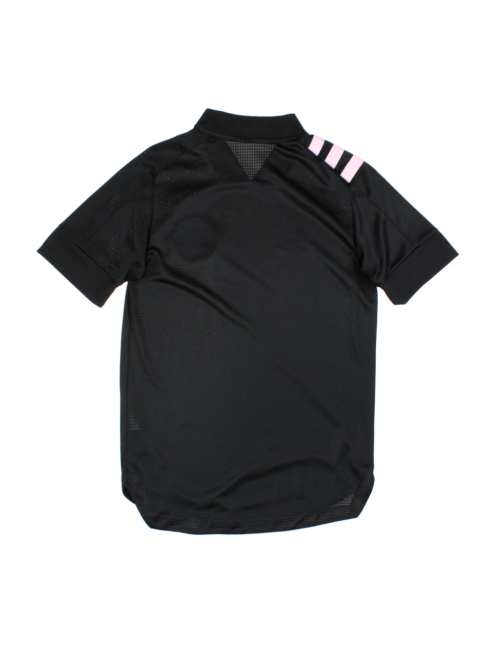 Inter Miami 2020/21 Adidas Football Shirt in the black and pink away kit colourway, features printed logo and badge on the front.