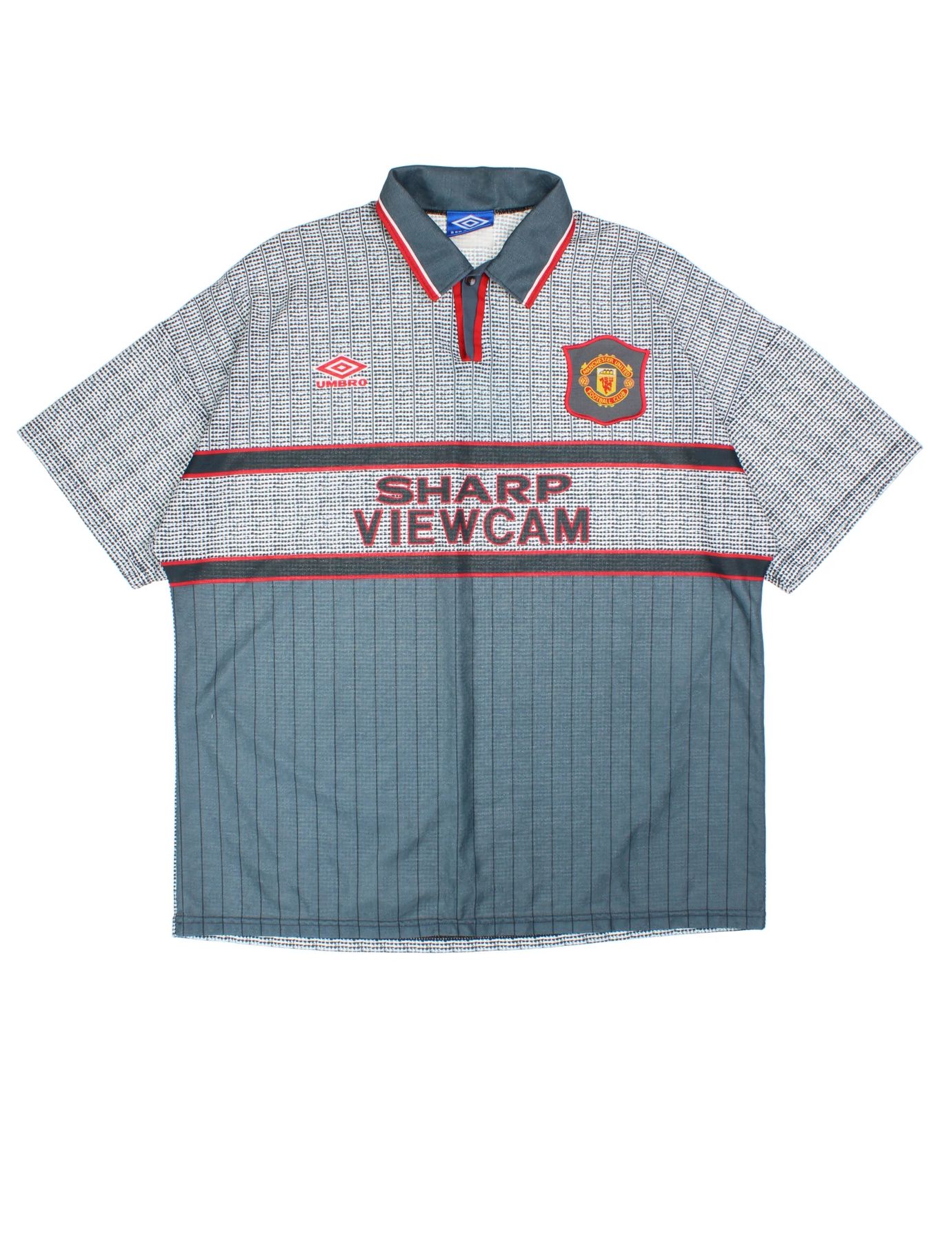 1995/96 Manchester United Away Football Shirt 90s Umbro Grey