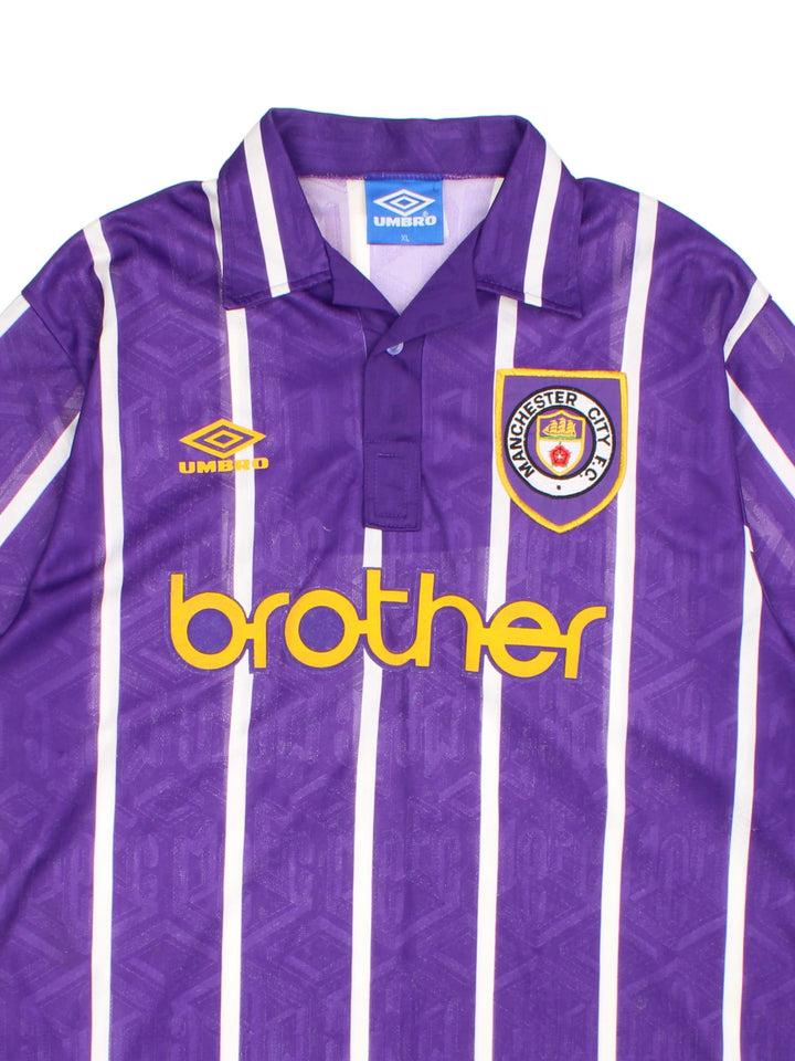 1992-1994 Manchester City Away Purple Shirt