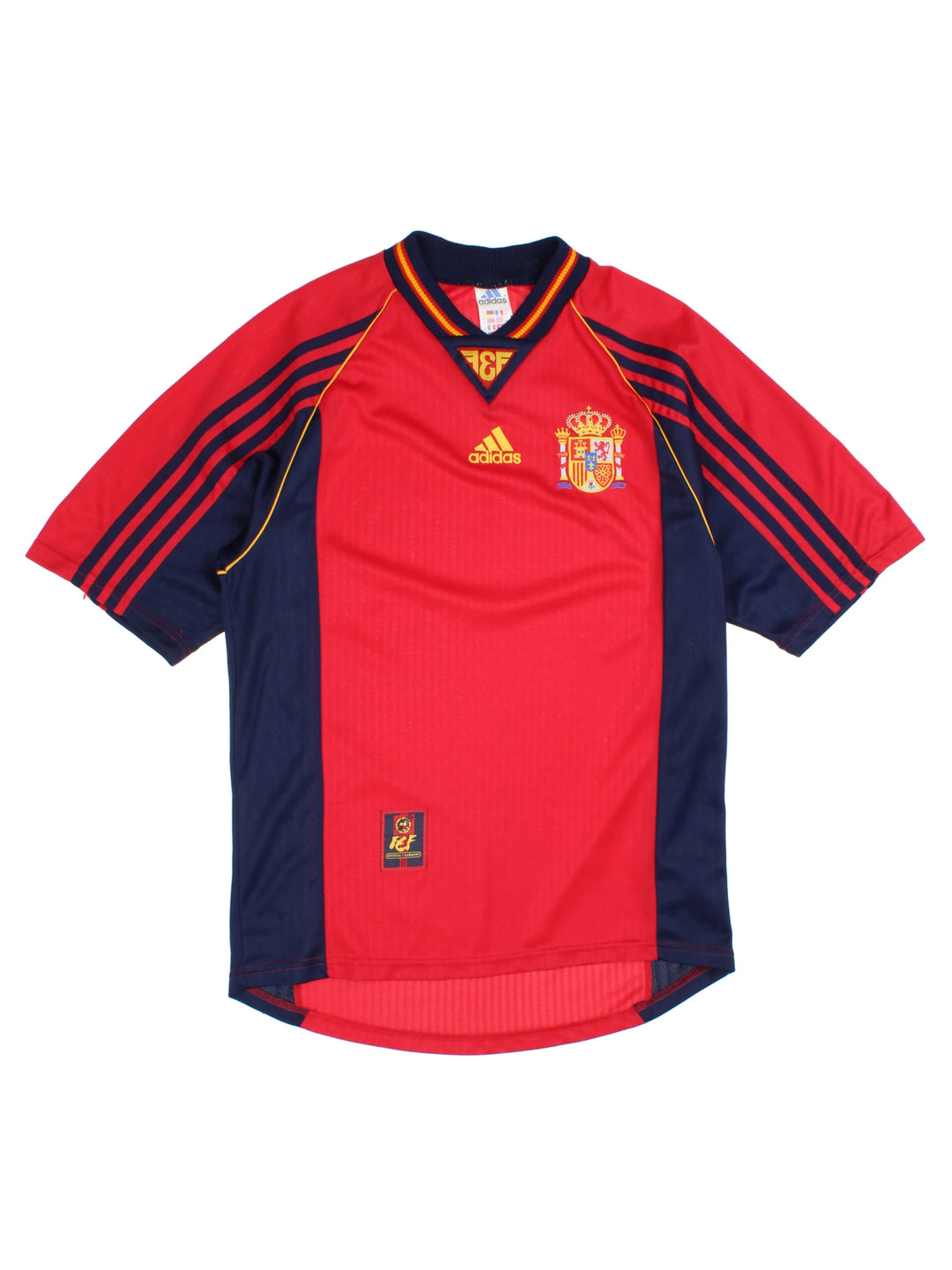 Vintage 1998/1999 Adidas Spain Home Football Shirt. Features embroidered logo and badge.  