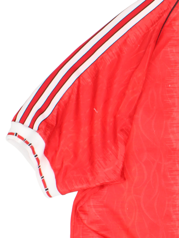 1990-91 Manchester United home football shirt, by Adidas. Printed badge and sponsors