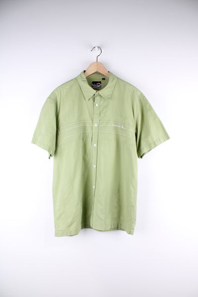 Quiksilver surfer style cotton shirt in green with subtle stripe details and embroidered logo on the chest 