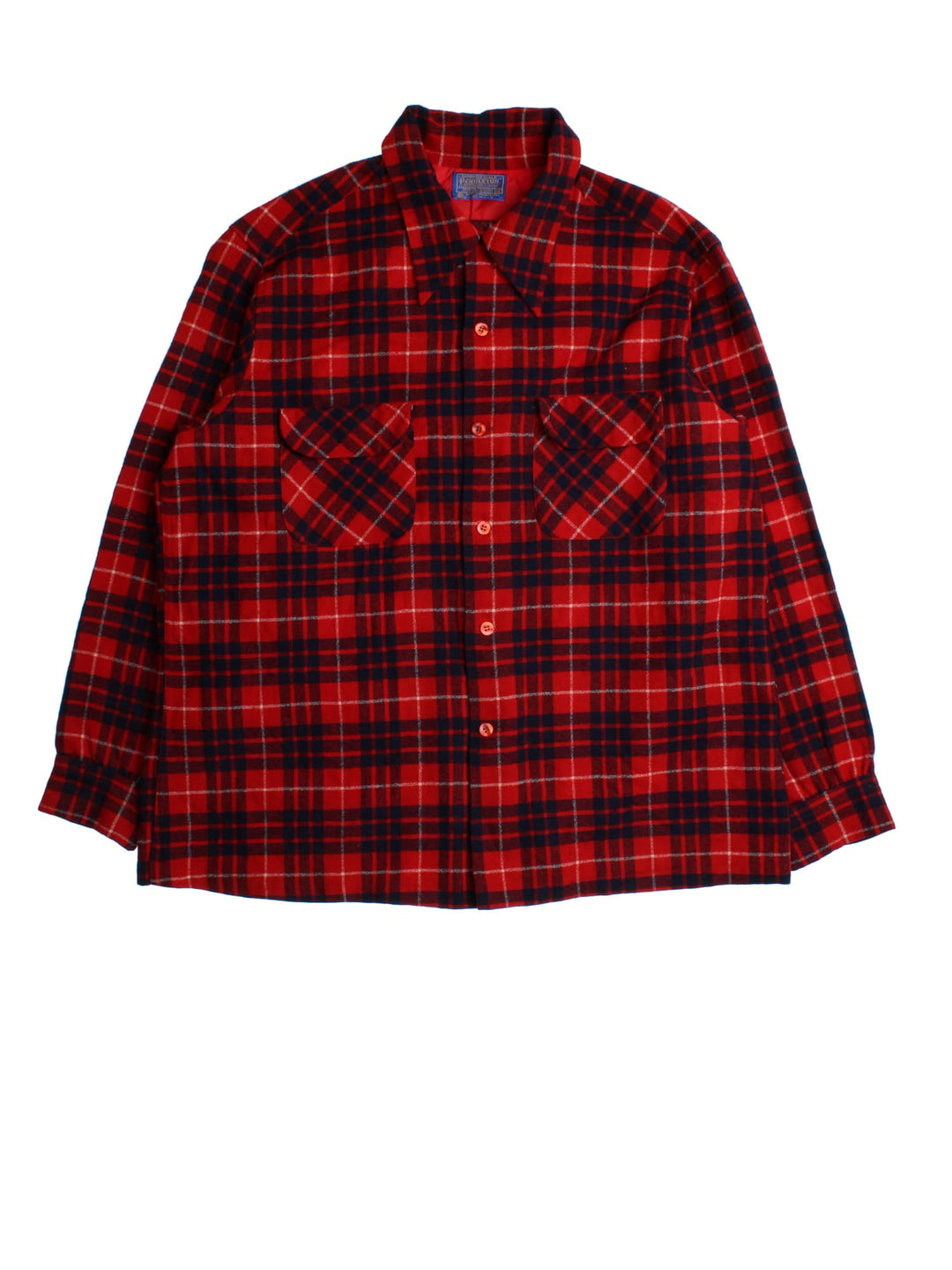 Pendleton Shirt in a red checked colourway, button up with front patch pockets.