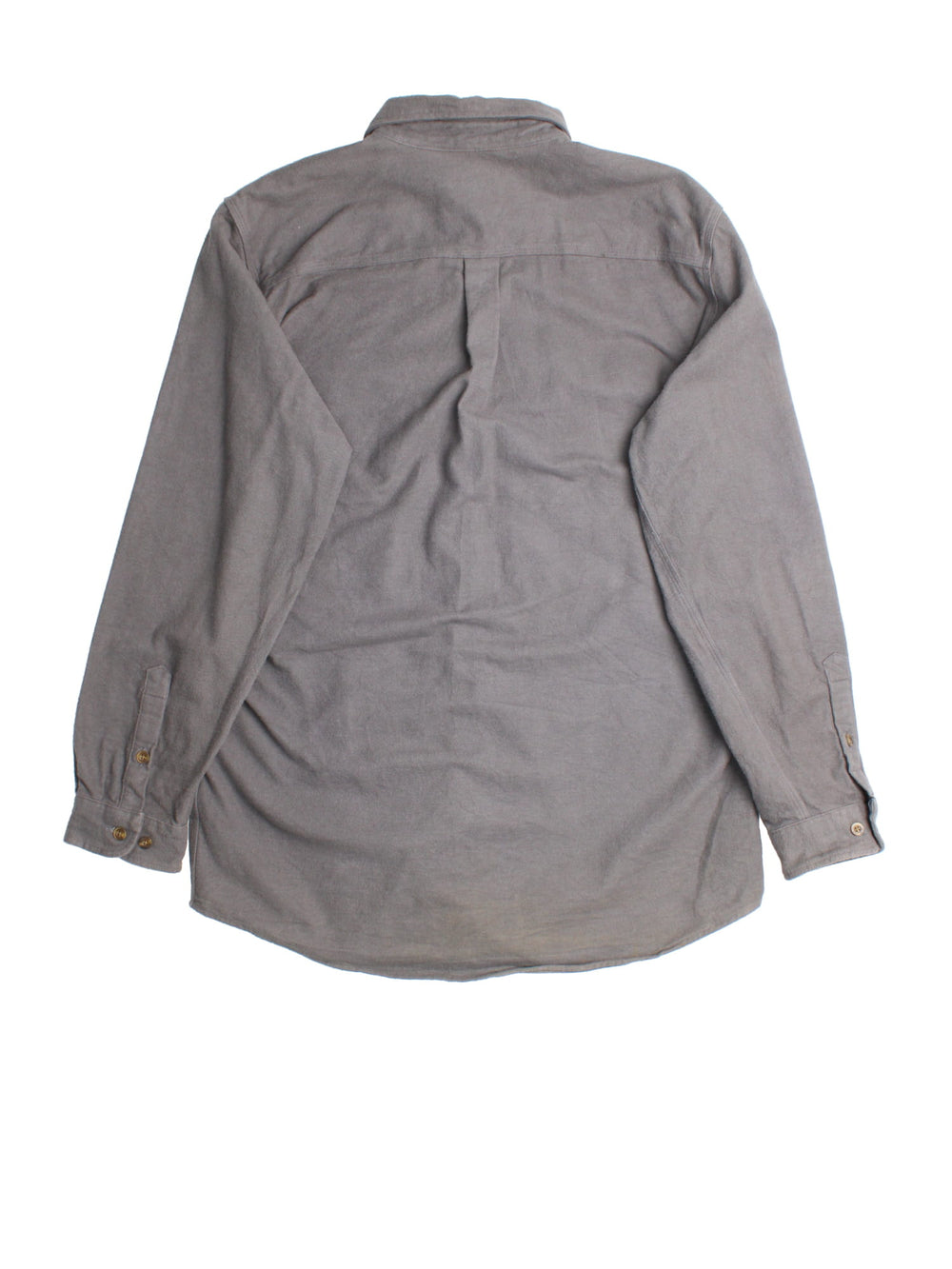 Carhartt Shirt in a grey colourway, button up with front patch pockets and leather branding tab.