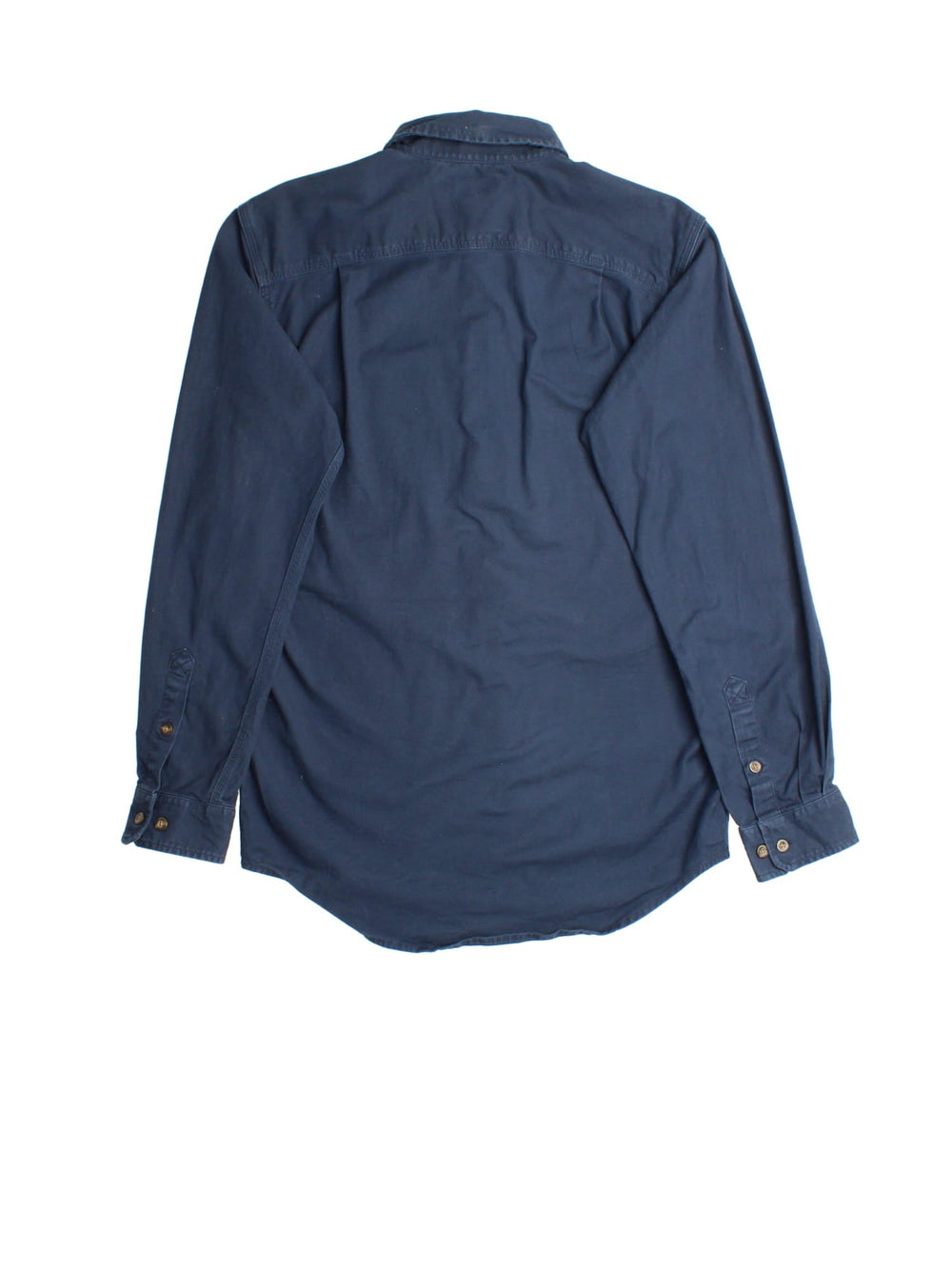 Carhartt Shirt in a blue colourway, button up with front patch pockets and embroidered branding.
