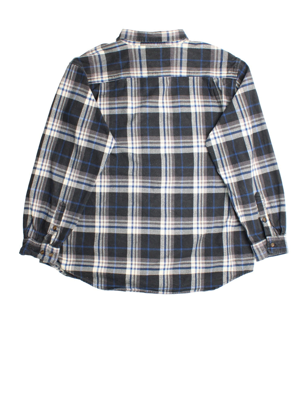 Carhartt Flannel Shirt in a blue checked colourway, button up with front patch pockets and embroidered tab branding.