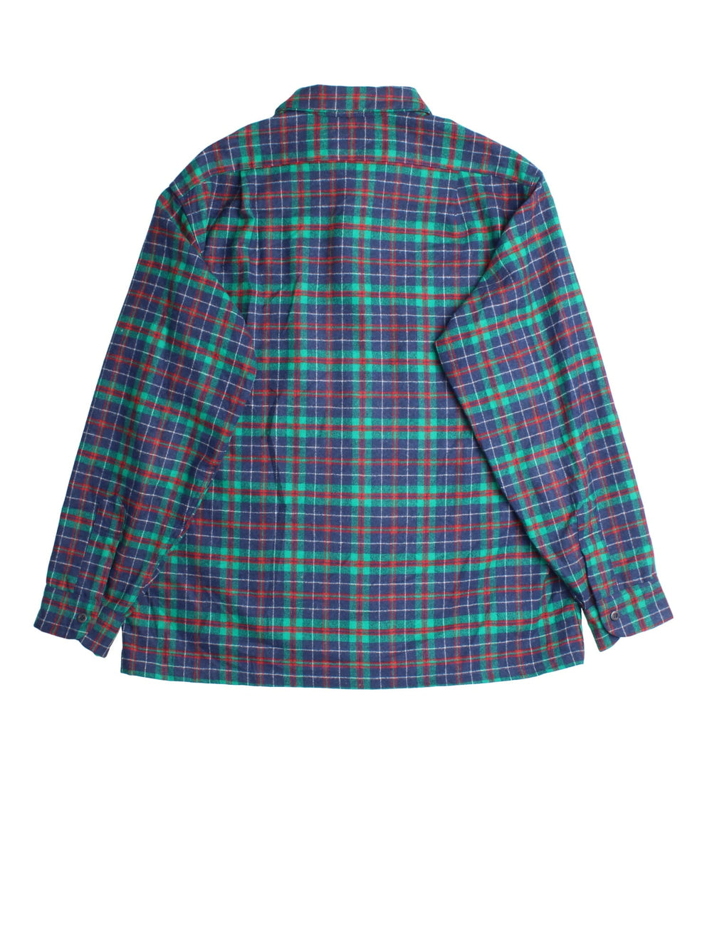 Pendleton Flannel Shirt in a plaid blue/green/red checked colourway, button up with front patch pockets.