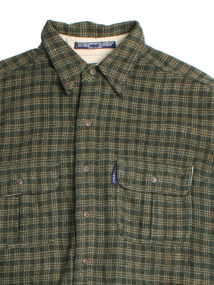 Ralph Lauren Shirt in a green checked colourway, button up with front patch pockets and embroidered tab branding.