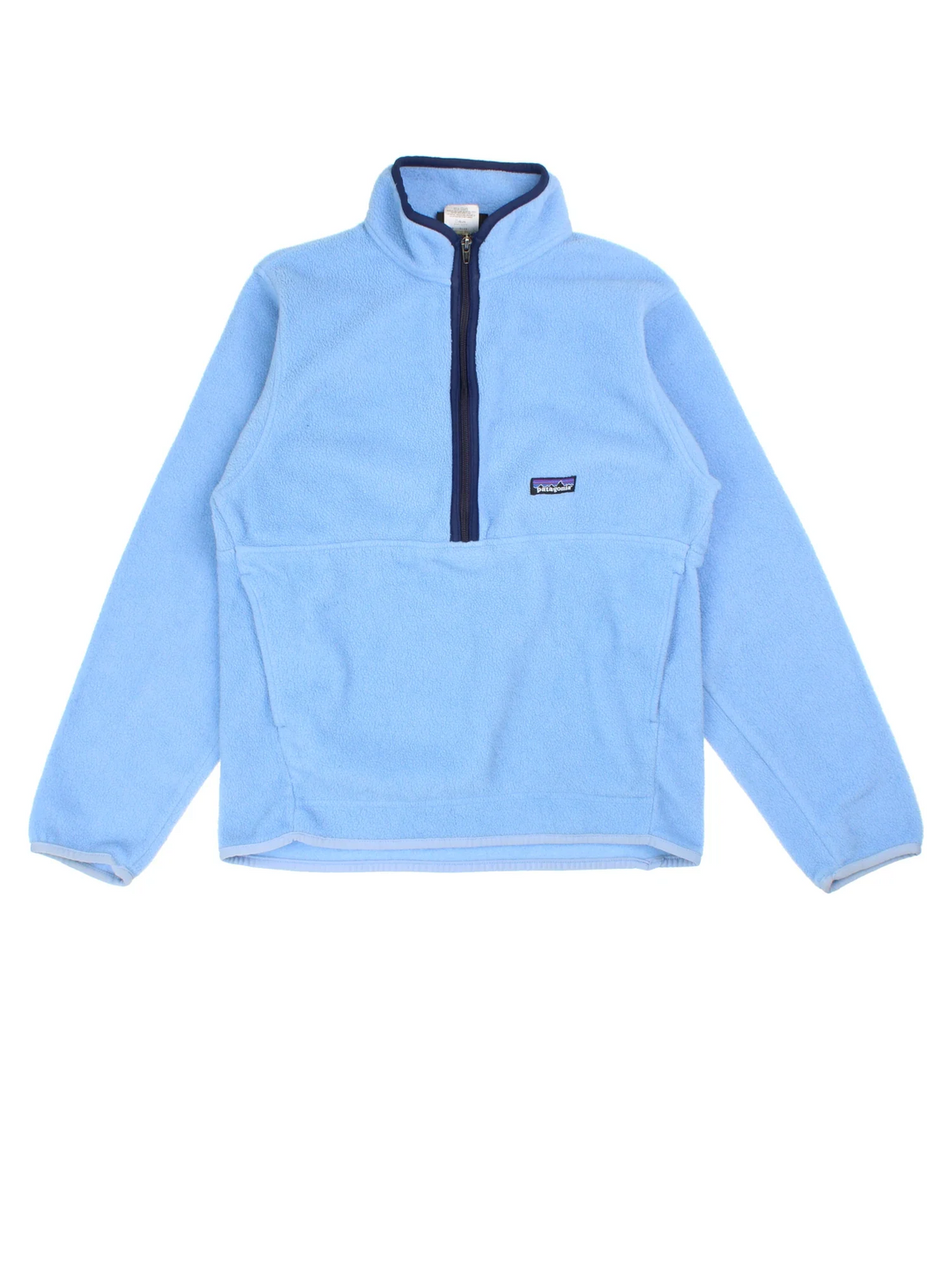 Vintage Patagonia 1/4 Zip Fleece in a blue colourway. Kangaroo pocket and has embroidered logo on the front.