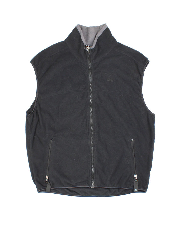 Vintage Nike ACG Fleece Gilet in a black colourway. Zip fastening with side pockets and logo embroidered on the front.