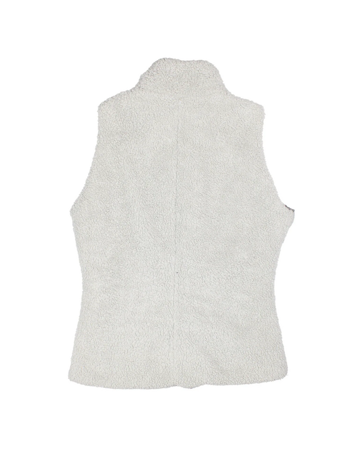 Vintage Patagonia Reversible Sherpa Gilet in a grey colourway. Zip up fastening with side pockets and logo embroidered on the front.