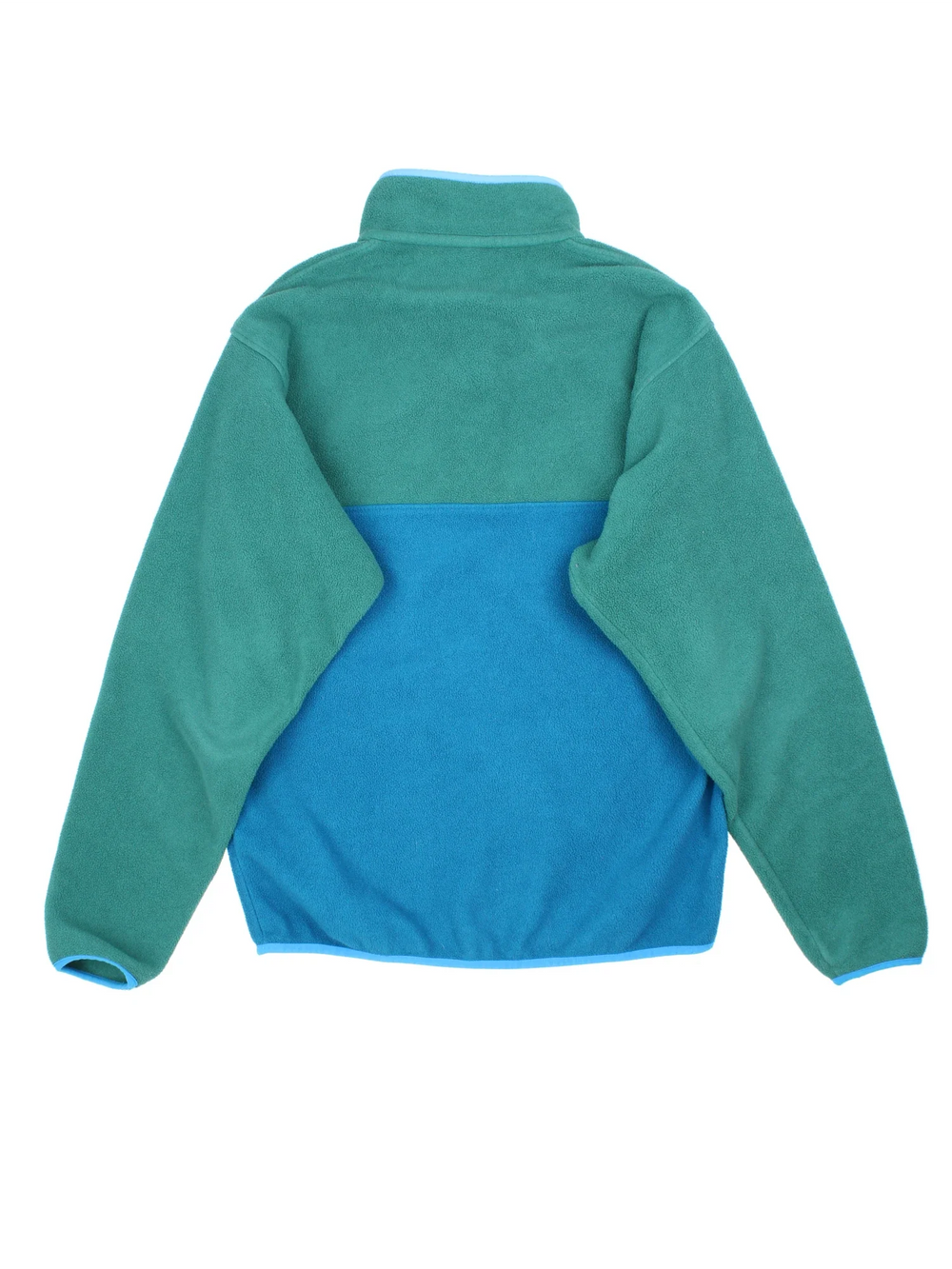 Vintage Patagonia Synchilla Fleece in a green/blue colourway. x3 button popper fastening, with front pocket and embroidered logo on the front.